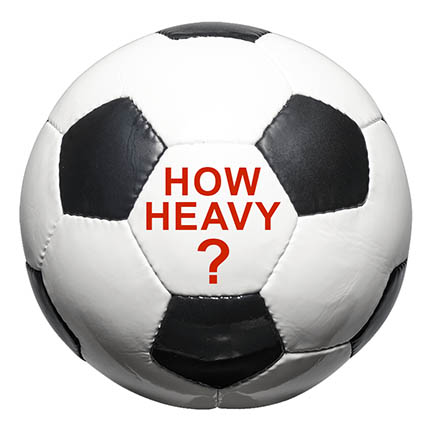 Helpful guide to how much does each youth and adult sized soccer ball weigh. Unique weight comparisons with the weights of soccer balls to to everyday objects.