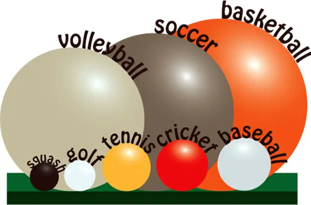 sports ball size comparison